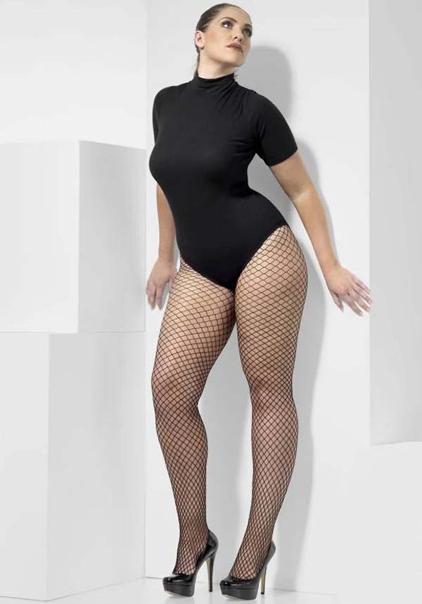 Extra Large Black Lattice Style Net Tights for Fashionable Outfits