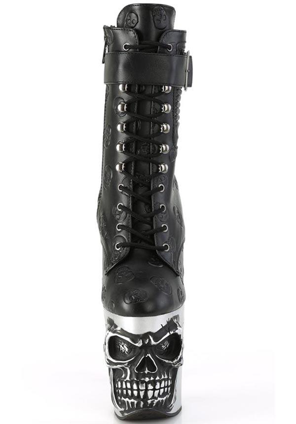 PREORDER - RAPTURE-1020STR-02 Platform Boots in Black Faux Leather