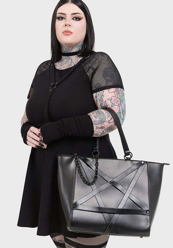 The Krypt Fashionable Polyurethane Bag with Pentagram Design