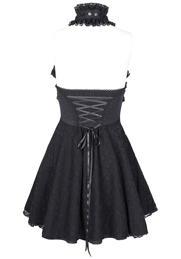 Enchanting Halter Ruffle Neck Cotton-Polyamide Dress - Unleash Your Inner Spooky Deity