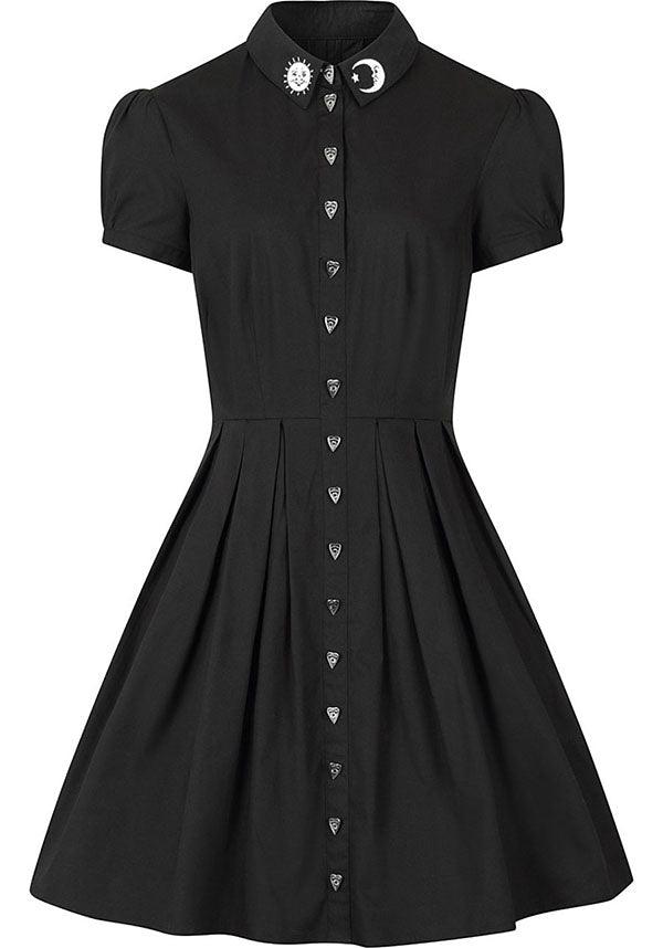 Samara Halloween-inspired Cotton Blend Dress with Sun & Moon Embroidery