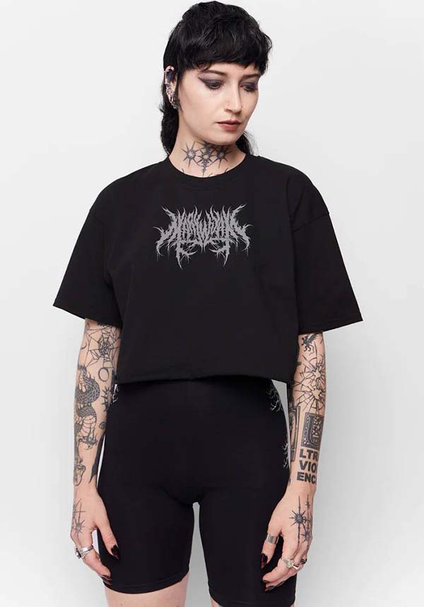 Requiem Oversized Cropped Cut-Off Cotton Tee