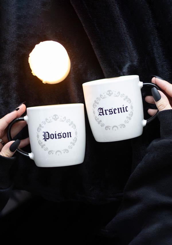 Gothic-themed Poison and Arsenic Couple Mug Set for a Playful Morning Brew