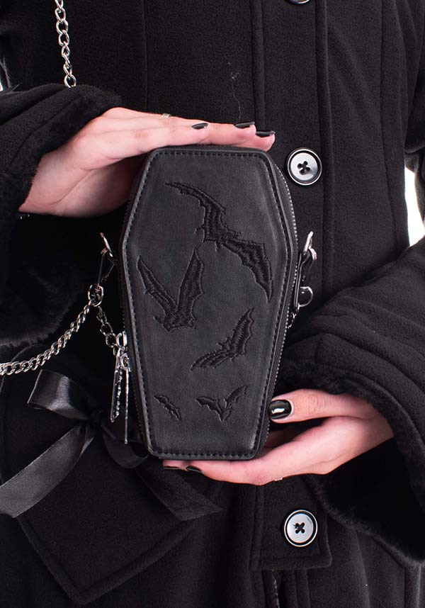 Gothic Style Bat Coffin Shaped Mini Handbag