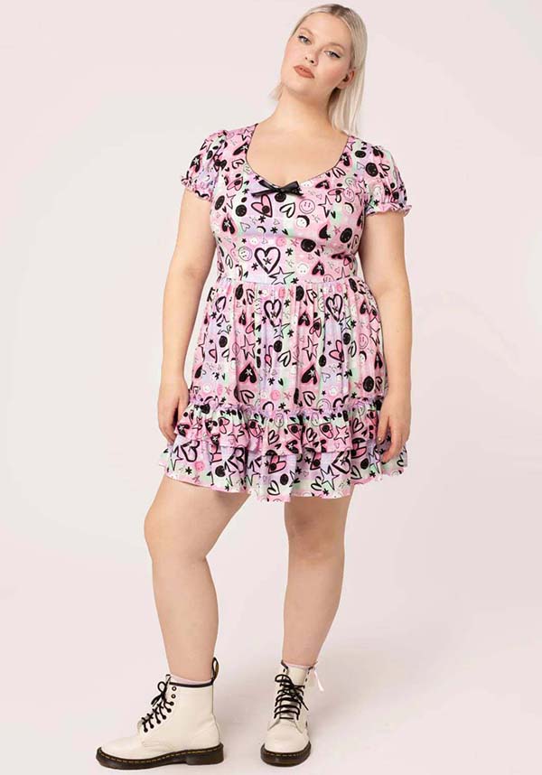 Robbie Mini Dress | A Stylish Collaboration by Hell Bunny and Smiley® Originals