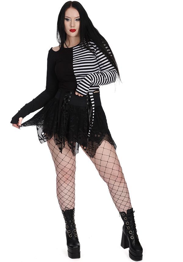 Banned Alternative's Black Miss Misery Edgy Mini Skirt