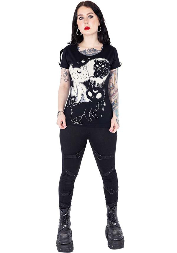 Midnight Kitty Design Cotton T-Shirt for Fashion - Forward Individuals
