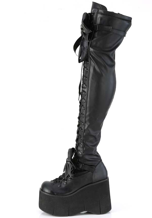 PREORDER: Matte Black KERA-303 Platform Thigh High Boots