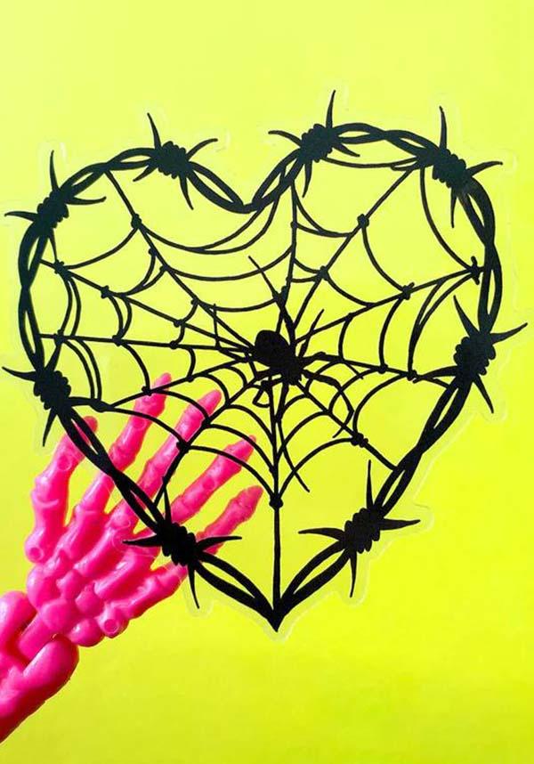 Clear Barbed Wire Heart Window Sticker | Exclusive Artwork by Villy Villain for Sourpuss