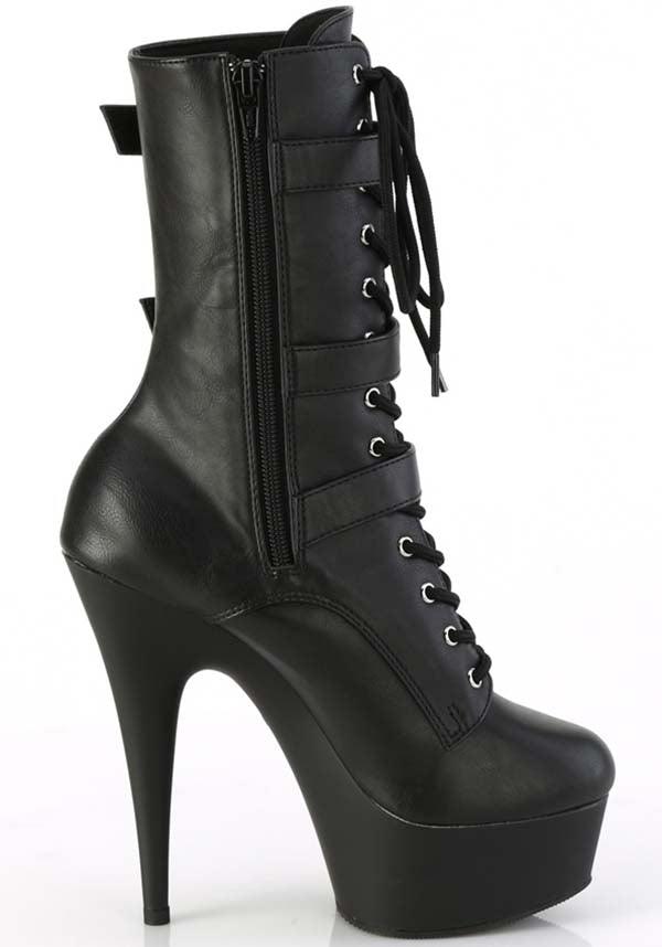 PREORDER: DELIGHT-1043 Black Platform Lace-up Ankle Boots