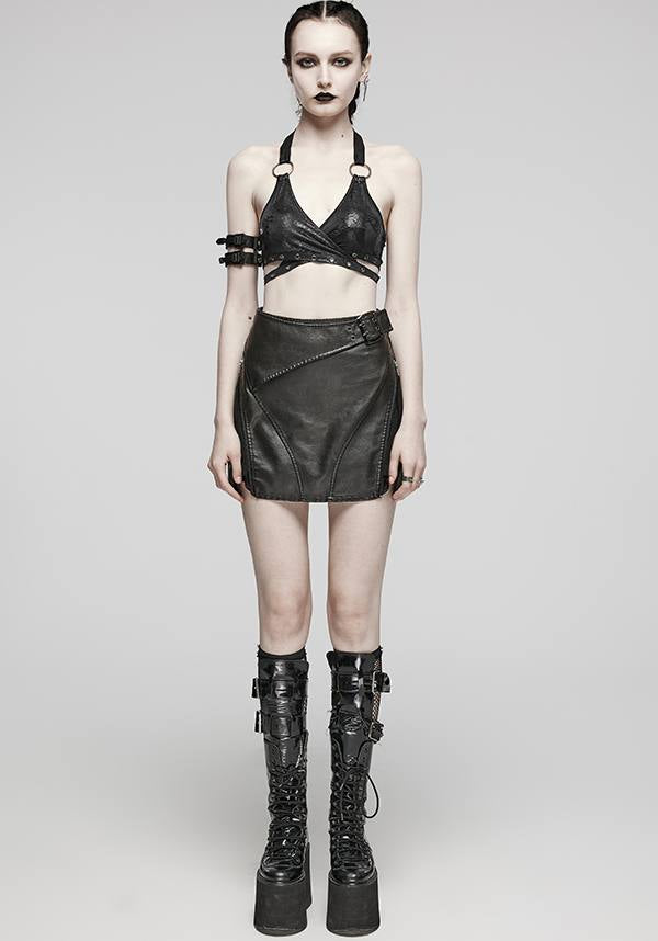 Punk Rave's Black Elastic Wrap Halter Top - Minerva Style