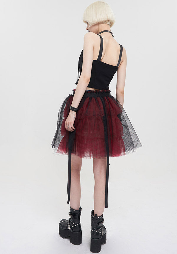 Devil Fashion's Edgy Medusa Punk Flared Skirt in Black and Red