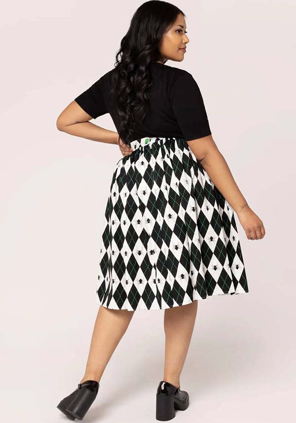 Hell Bunny Regina Gothic and Retro-Inspired Checkered Skirt in Black and White