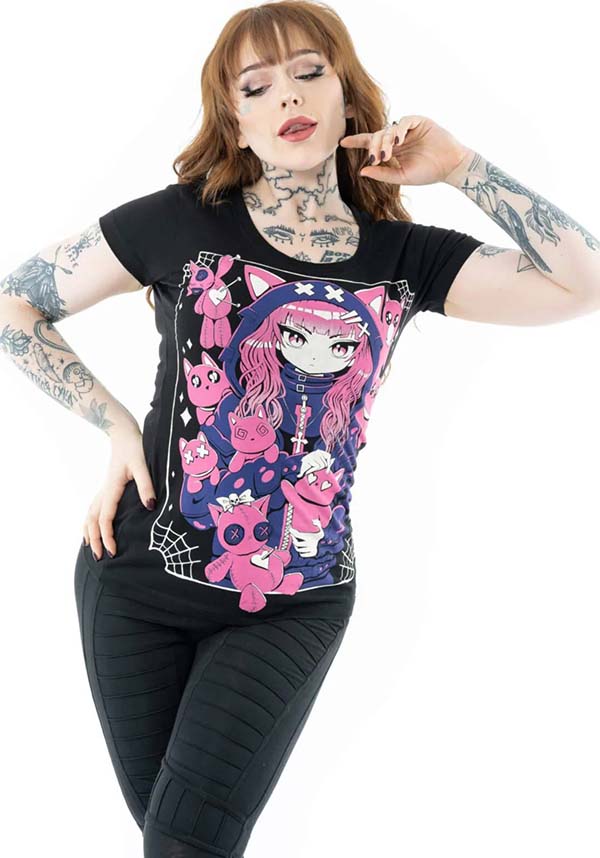 Cupcake Cult Kitty Mayhem Anime-Inspired Cotton T-Shirt for Fashion Fans