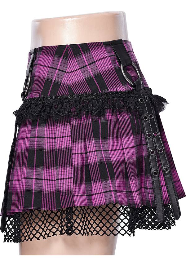 Quinn Magenta and Black Tartan Mini Skirt for Women - A Fashionable and Versatile Bottom Wear