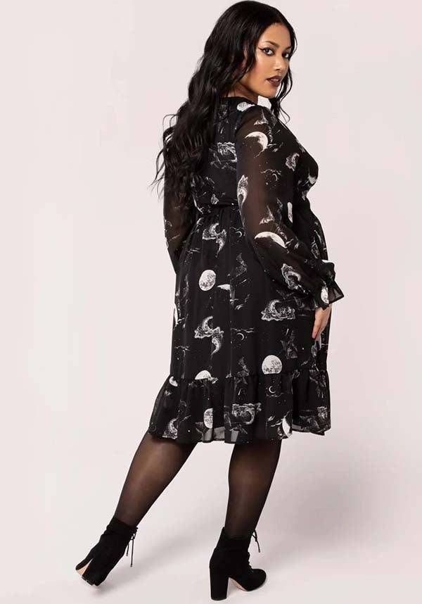Hell Bunny's Celestial Mini Dress with Star Sign Graphics