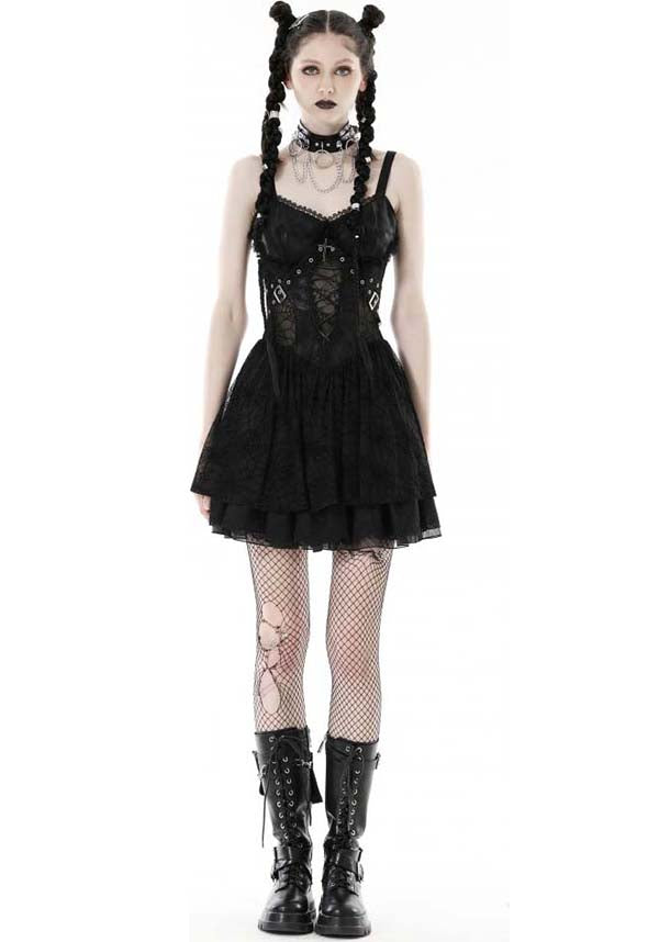 Edgy Punk Style Spider Mesh Women's Dress
