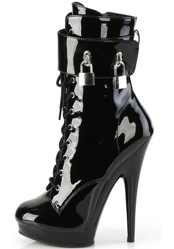 PREORDER - SULTRY-1023 Platform Boots in Stunning Black Patent Leather