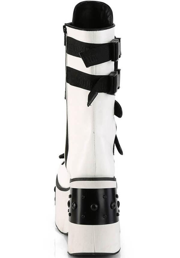 PREORDER - KERA-108 White Strappy Mid-Calf Platform Boots