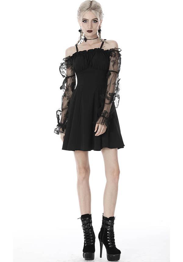 Gothic Lacey Off-Shoulder Dress with Corset Back