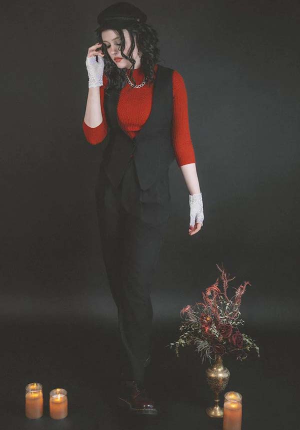 Lively Ghosts' Fashionable Jigsaw Black Vest for the Stylish