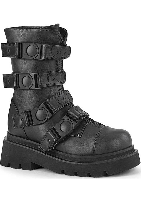 RENEGADE-55 Black Calf High Strappy Boots - Preorder Available
