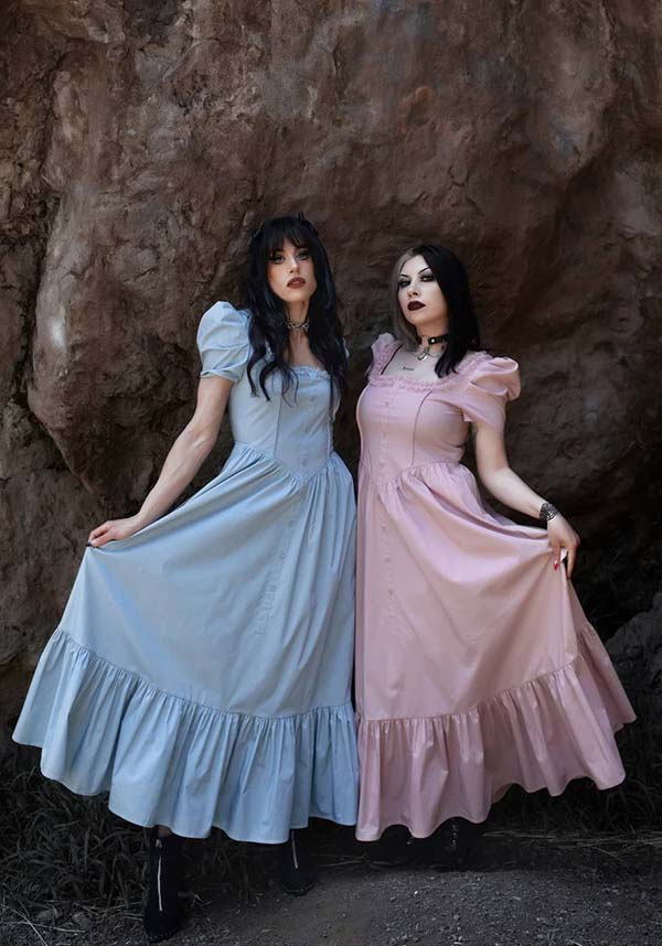 Lively Ghosts' Pastel Rose Gothic Lace Dress - Timeless Elegance