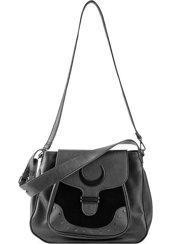 Stylish Adjustable Sacred Moon Faux Leather Satchel Bag