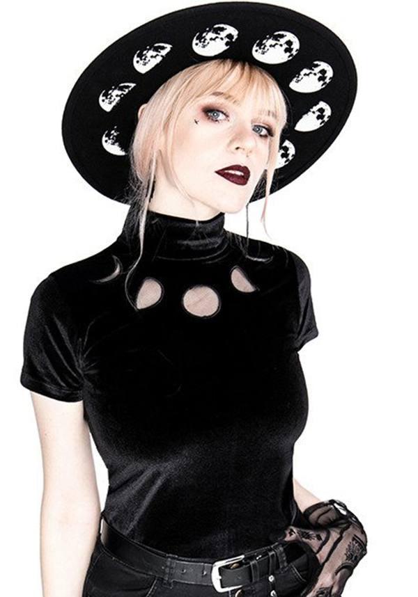 Gothic Moon Phases Design Black Women's Top