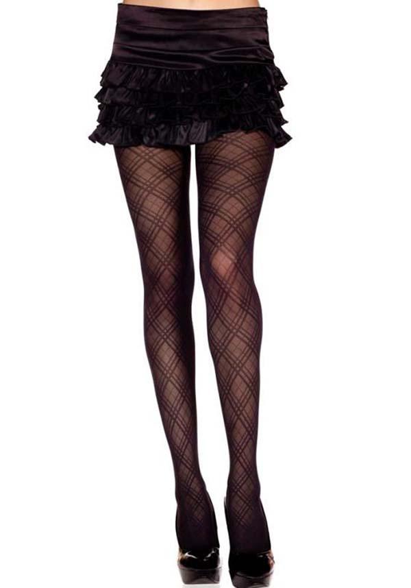 Stylish Black Mesh Argyle Stockings for Fashionable Outfits