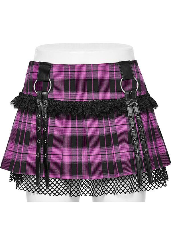 Quinn Magenta and Black Tartan Mini Skirt for Women - A Fashionable and Versatile Bottom Wear