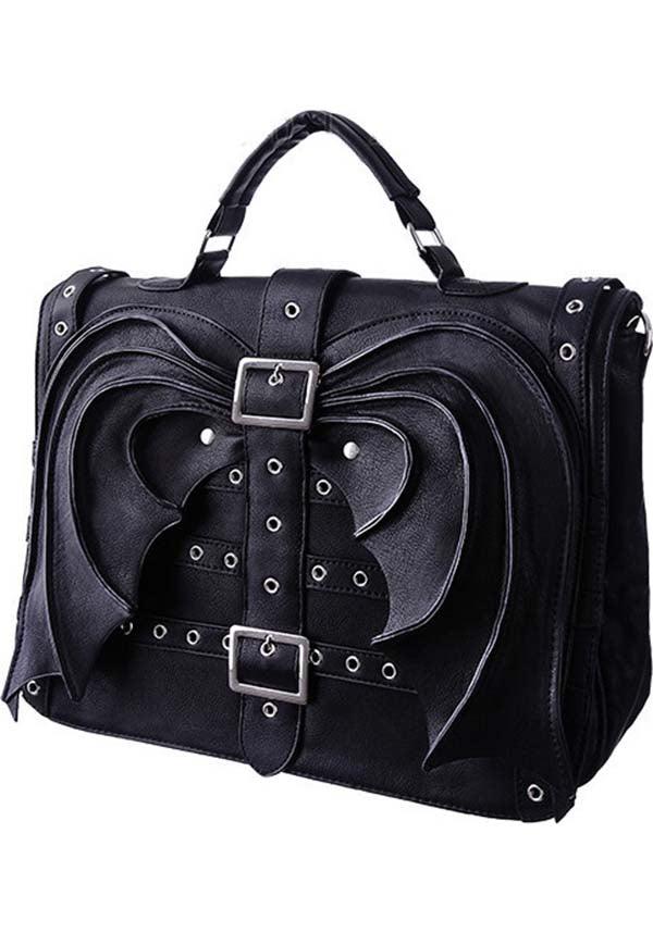 Gothic-Style Bat Wings Faux Leather Handbag