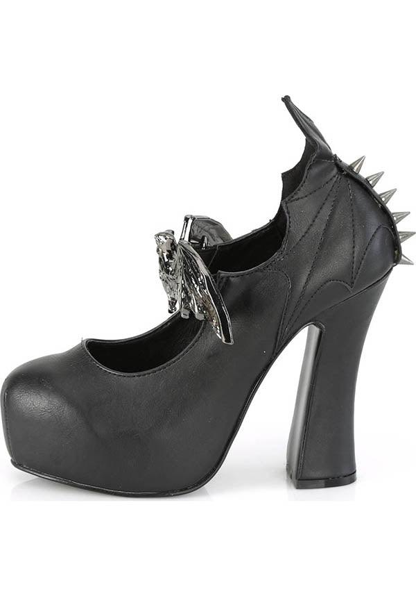 PREORDER! DEMON-18 Black Concealed Platform Slip-On Heels