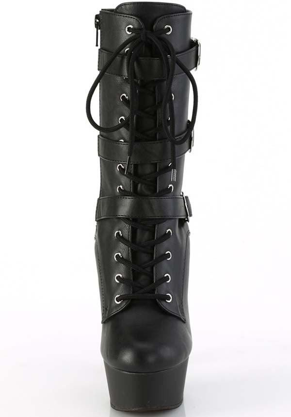 PREORDER: DELIGHT-1043 Black Platform Lace-up Ankle Boots