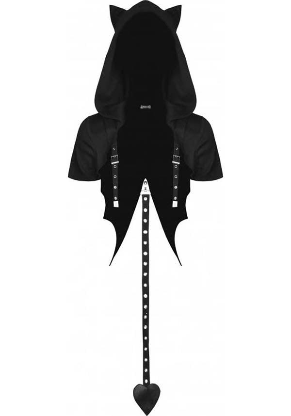 Black Cat Cropped Women's Fashion Hoodie with Unique Cat-Themed Design