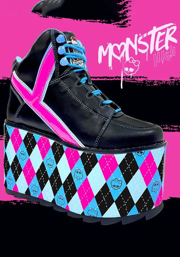 Qozmo Monster High Platform Shoes in Black and Multi-Color Design