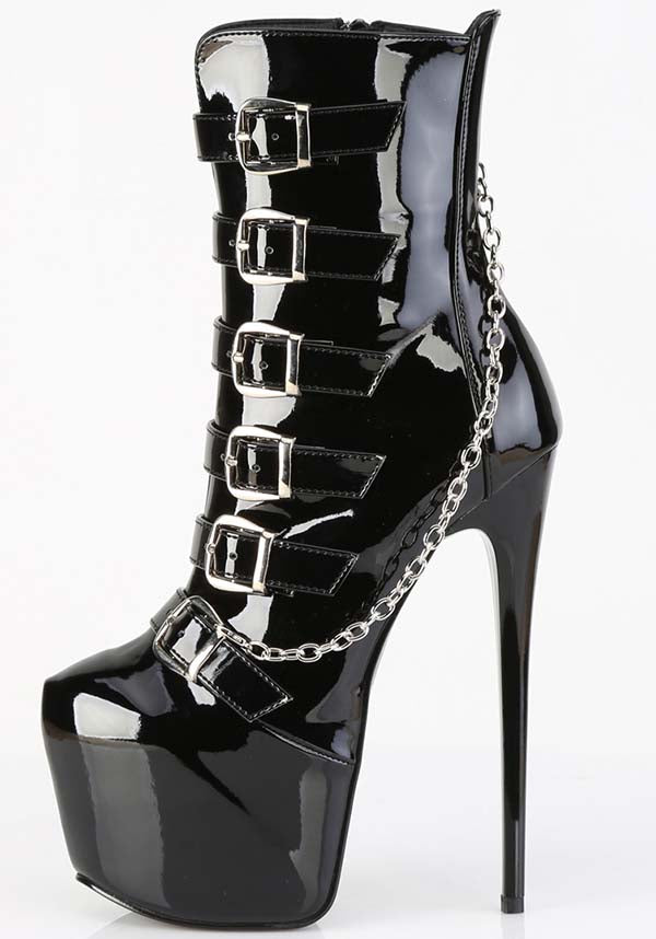 JUBILANT-1015 Black Patent Ankle Boots - Preorder Now