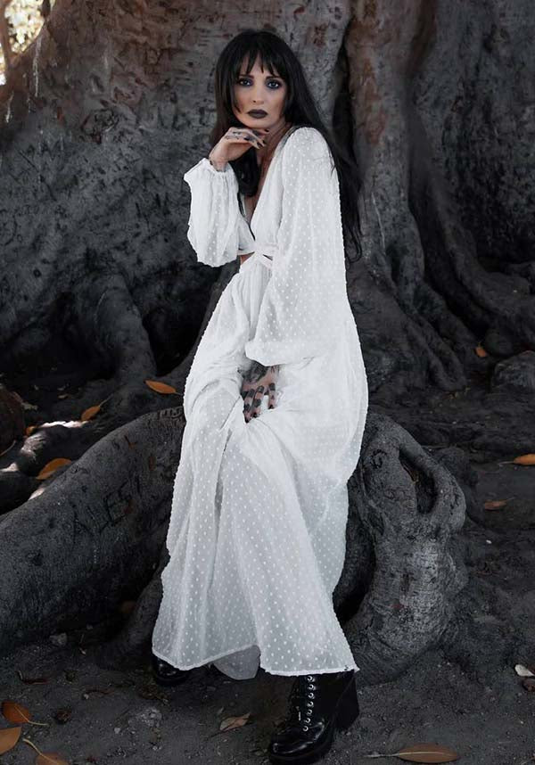 Ethereal Moonrise White Evening Dress by Lively Ghosts