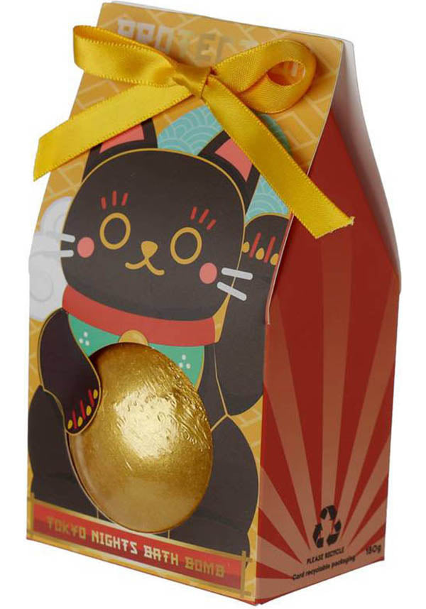 Maneki Neko Good Luck Gold Bath Bomb - Ideal for a Blissful Bath Experience