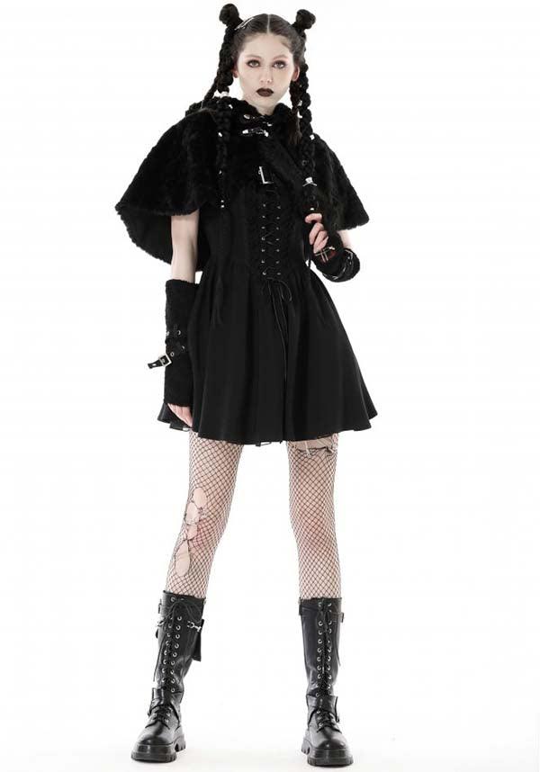 Stylish Black Bear-inspired Lolita Cape for a Dark Whimsical Look