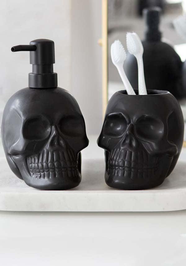 Unique Black Ceramic Skull Soap Dispenser for Gothic Sink