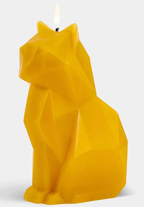 Kisa Cat-Shaped Candle in Mustard Yellow Color