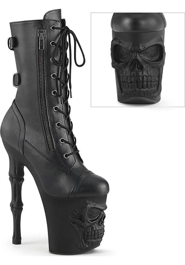 PREORDER: RAPTURE-1047 Black Faux Leather Platform Mid-Calf Boots