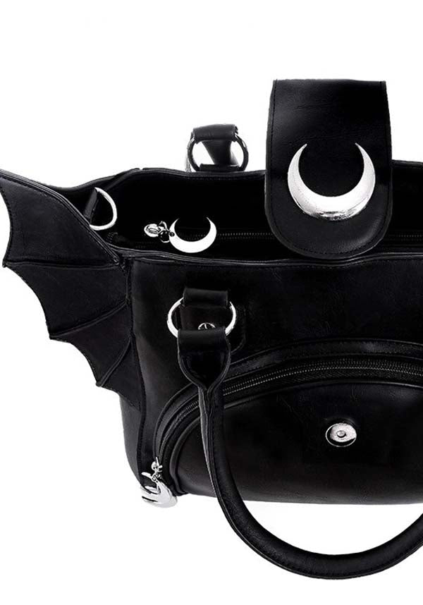 Gothic-Style Restyle Moon Bat Design Handbag for Girls