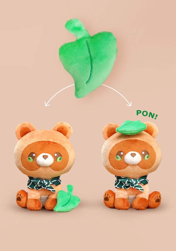 Soft Pon Plush - Poko the Tanuki with Detachable Leaf