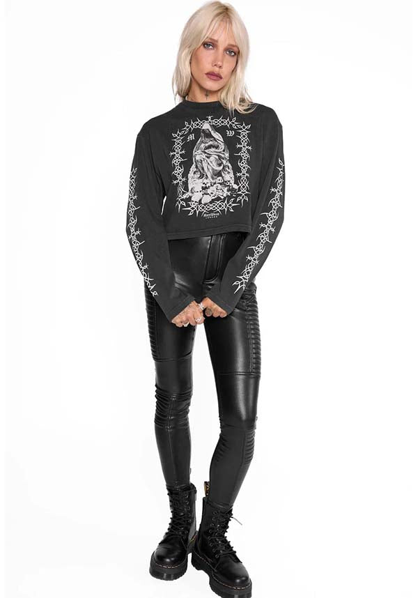 Sanctum Vintage Long Sleeve Cropped T-Shirt for a Vintage Look