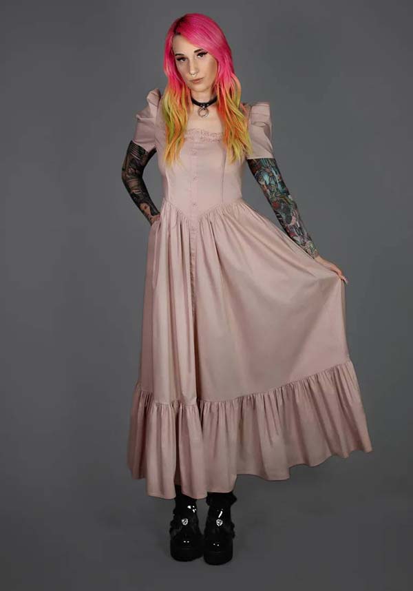 Lively Ghosts' Pastel Rose Gothic Lace Dress - Timeless Elegance