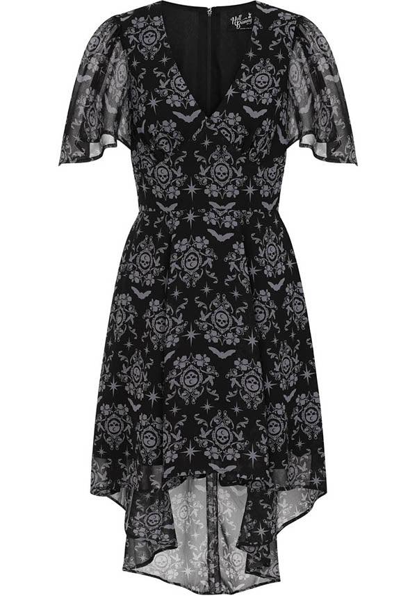 Enigmatic Lost Whispers Printed Chiffon Gothic Dress