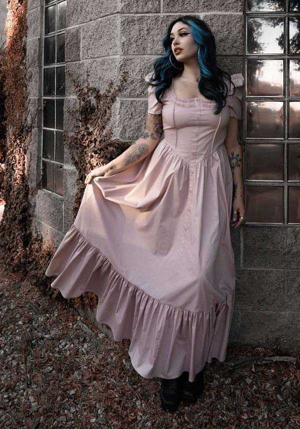 Lively Ghosts' Pastel Rose Gothic Lace Dress - Timeless Elegance