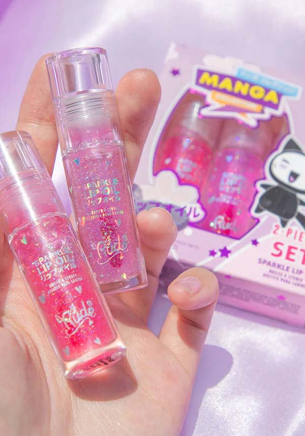 Rude Cosmetics Lip Oil Duo - Manga Flavors [Strawberry/Grape Sparkle]